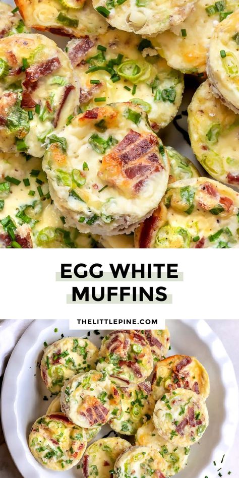 How To Make Egg Whites Taste Good, Egg White Frittata Muffins, Egg White Muffins, Egg White Cups, White Recipes, Portable Breakfast, Egg White Recipes, Cottage Cheese Eggs, Breakfast Meat