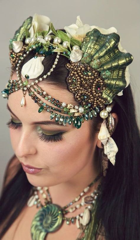 Mermaid Head Piece, Mermaid Mask, Mermaid Costume Jewelry, Ocean Inspired Headpiece, Siren Headdress, Mermaid Shell Crown, Sea Creature Costume, Sea Costume, Mermaid Cosplay