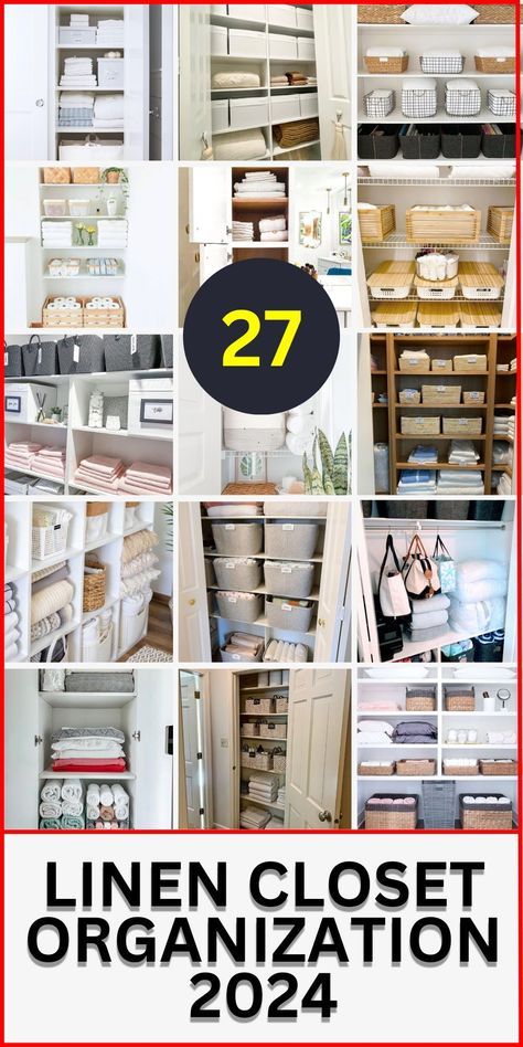 Transform your tiny spaces with our LINEN CLOSET ORGANIZATION 2024 guide. Specializing in ideas for small hallways and bathrooms, this guide provides simple yet effective storage solutions. From wire shelving to corner storage bins, discover how to organize your linen closet in a chic, space-saving manner, perfect for modern homes. Bathroom Linen Storage Ideas, Small Linen Cupboard Organisation, Overstock Storage Ideas, Linen Cupboard Storage, Wire Shelving Closet Organization Ideas, Organize Small Linen Closet, Linen Closet Design Ideas, Linen Closet Decor, How To Organize Linen Closet