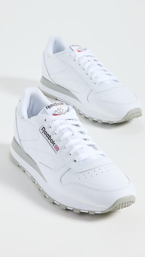 Amazon.com | Reebok Classic Leather Sneaker | Fashion Sneakers Reebok Classic Outfit, Reebok Classic Leather Sneakers, Reebok Shoes Women, Reebok Classic Leather, Reebok Sneakers, White Leather Sneakers, Casual Sneakers Women, Girly Shoes, Reebok Shoes