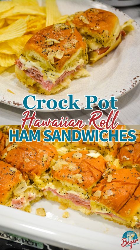 My ham sandwiches on Hawaiian Rolls are always a crowd favorite, but it is hard to make them when I am away from home. Not any longer. Crock Pot Hawaiian Ham Sandwiches have now made it possible for me to make these yummy ham sliders for a tailgate, cattle show, or barn meal as long as I have my casserole crock pot. Hawaiian Roll Ham Sandwiches, Hawaiian Ham Sandwiches, Ham Sandwich Recipes, Ham Sliders, Hawaiian Roll, Ham Sandwich, Crockpot Ham, Crockpot Casserole, Ham Sandwiches