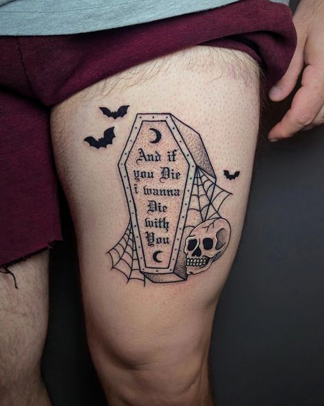 Lonely Day by System of a Down matching coffins 🖤✨ thank you guys! Wednesday Addams Tattoo, Coffin Tattoo, Amazing Craft Ideas, Elbow Tattoos, Spooky Tattoos, System Of A Down, Unique Tattoo Designs, Music Tattoo, Tattoo Supplies