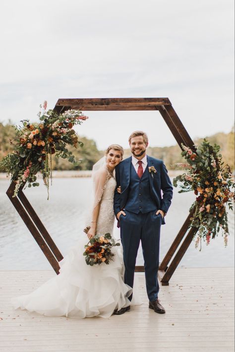 Octagon Arbor, Wedding Ideas Lake, Wedding Arch Ideas, Wedding Arbors, Fall Wedding Ideas, Wedding Arbor, Arch Ideas, Wedding Arbour, Lake Wedding