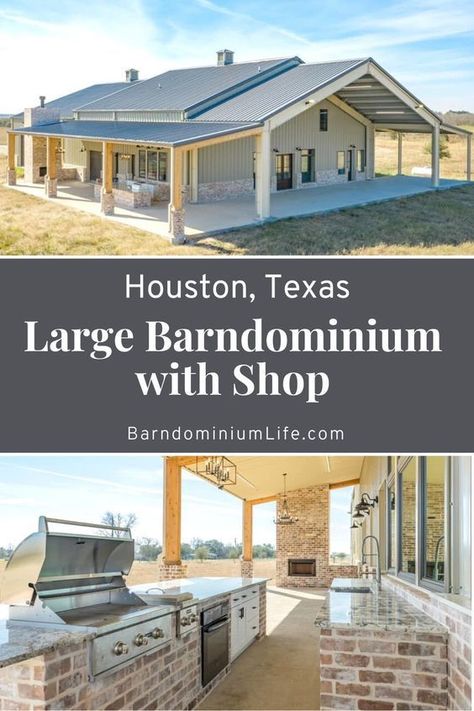 Large Barndominium, Barndominium With Shop, Texas Barndominium, Metal Building House Plans, Metal House Plans, Steel Building Homes, Barn Homes Floor Plans, Metal Building Home, Barn House Design