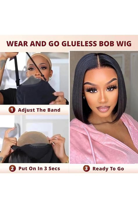 Wear and Go Glueless Wigs Bob Human Hair Pre Plucked 12 Inch Bob Wig Human Hair Glueless Wigs for Beginners Pre Cut Straight Short Bob Wig 4x4 HD Lace Closure Wigs for Black Women Natural Color 12 Inch Bob Wig, 12 Inch Bob, Wigs Bob, Short Straight Bob, Natural Black Women, Glueless Wigs, Straight Bob, Wig Human Hair, Short Bob Wigs