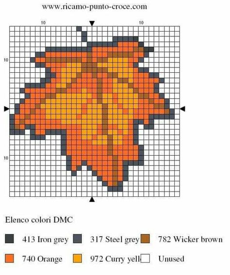 Fall Leaf Fall Cross Stitch, Holiday Cross Stitch, Pixel Crochet, Cross Stitch Tree, Hama Beads Patterns, Halloween Cross Stitches, Crochet Leaves, Pixel Pattern, Perler Patterns