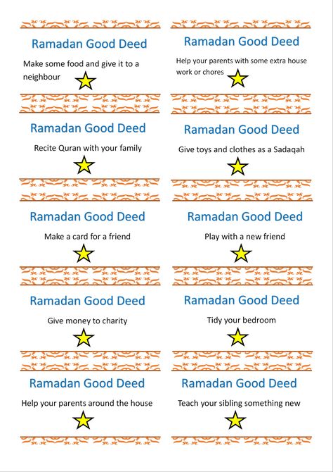 Ramadan Daily Good Deeds for Kids Ramadan Good Deeds For Kids, Good Deeds For Kids, Ramadan Good Deeds, Ramadan Prep, Learn Islam, Good Deeds, Ramadan, Quran, For Kids