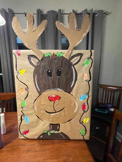 DIY Reindeer Ring Toss for School Christmas Party. #Christmas #games #ringtoss #DIY #reindeer #schoolparty Reindeer Hoopla Game, Reindeer Ring Toss Game Diy, Christmas School Carnival, Reindeer Toss Game, Feed The Reindeer Game, Classroom Christmas Party Decorations, Diy Christmas Games For Kids, Christmas Festival Games, Reindeer Games For Kids