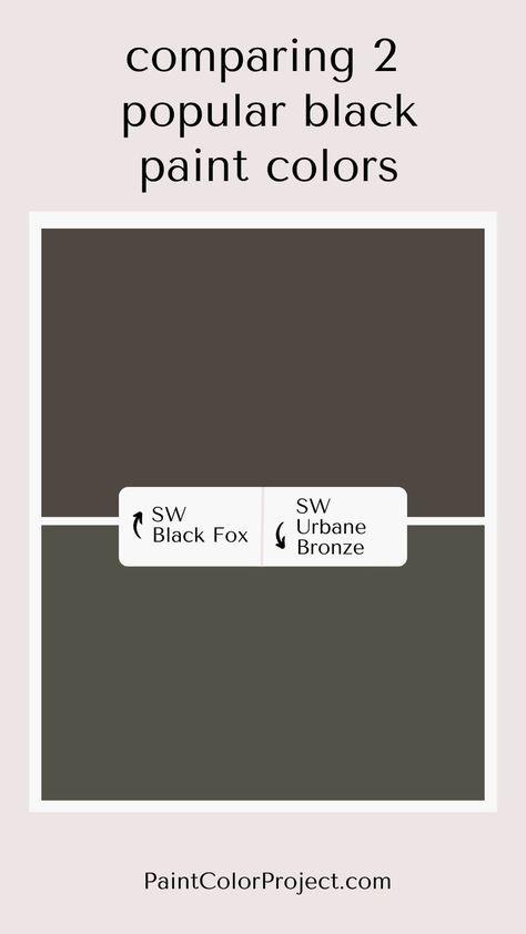 Searching for that perfect deep black or brown paint color? I compare Black Fox vs Urbane Bronze so you can pick which one is right for you. Urbane Bronze Color Drenching, Urban Bronze Basement, Urbane Bronze Sherwin Williams Dining Room, Charcoal Brown Paint Color, Black Fox Sherwin Williams Cabinets, Black Fox Exterior Paint, Urbane Bronze Board And Batten, Iron Ore Vs Urbane Bronze, Sw Black Fox Paint