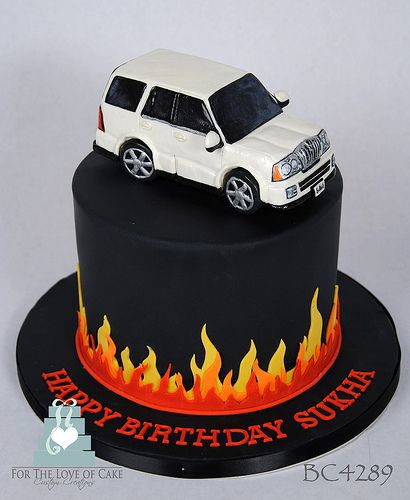 Replace the SUV with a Motorcycle Cake For Car Lover, Mustang Cake, Car Cakes For Men, Cake Designs For Boy, Cake Design For Men, Cake For Boyfriend, Cars Birthday Cake, Hot Wheels Party, Birthday Collage