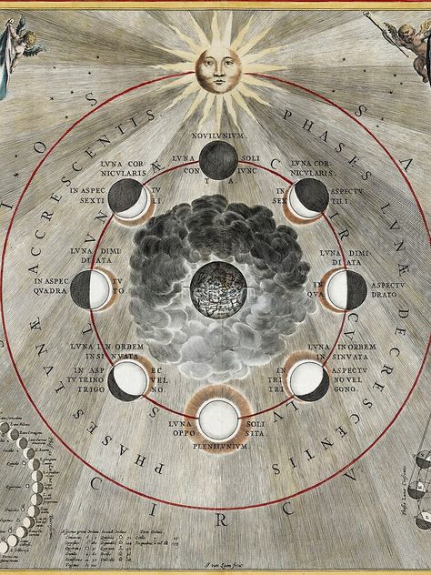 Antique Astronomy, Ancient Astronomy, Astrology Symbols, Moon Map, Vintage Astronomy, Alchemy Art, Sun Moon And Stars, Astronomy Art, Esoteric Art