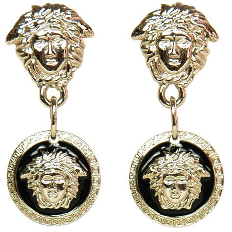 GIANNI VERSACE Silver Black Medusa Dangling Clip-On Earrings ($385) ❤ liked on Polyvore featuring jewelry, earrings, accessories, joias, clip on earrings, versace, earrings jewelry, long clip on earrings and black and silver earrings Black And Silver Earrings, Black Medusa, Resort Jewelry, Versace Earrings, Mens Silver Necklace, Black Resin, Earrings Accessories, Earrings Black, Dangling Earrings