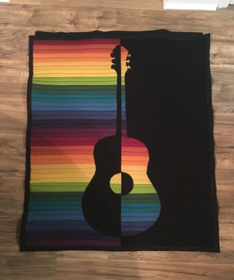 Music Quilts, Guitar Quilt, Rainbow Guitar, Eagle Scout Ceremony, Guitar Painting, Guitar Wall, Fantastic Baby, Baby Presents, Quilts Patterns