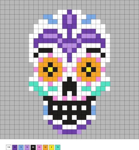 Perler Bead Patterns Stitch, Skull Perler Bead Patterns, Skull Perler, Cross Stitch Skull, Pixel Beads, Fuse Bead Patterns, Knitted Socks, Perler Patterns, Fuse Beads