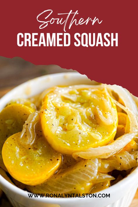 Creamed squash is the perfect side dish! Creamed Squash Recipes, Southern Yellow Squash Recipes, Squash Onions Recipe, Southern Squash And Onions, Southern Fried Squash Recipes, Stewed Squash Southern, Stewed Squash And Onions, Squash And Onions Southern, Smothered Squash