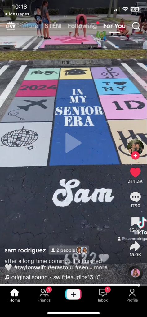 In My Senior Era Parking Spot, Senior Parking Taylor Swift, Unique Parking Spot Ideas, Senior Parking Space Taylor Swift, Senior Tile Painting Ideas, Senior Parking Spaces Tangled, Painted Parking Spots Taylor Swift, Taylor Swift Themed Senior Parking Spots, Senior Parking Space Ideas Music