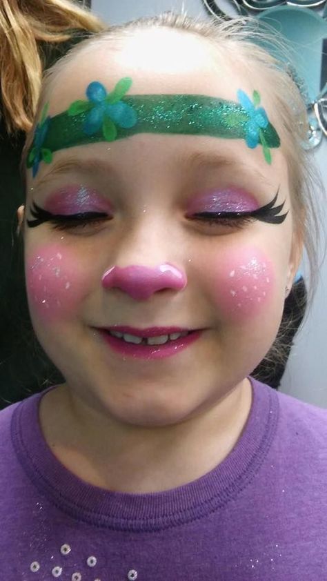 Kerri Stockton Poppy Trolls Makeup, Bridget Trolls Costume, Poppy Makeup Trolls, Poppy Face Paint, Trolls Makeup Ideas, Troll Makeup Ideas, Trolls Face Paint, Princess Diy Costume, Bridget Trolls