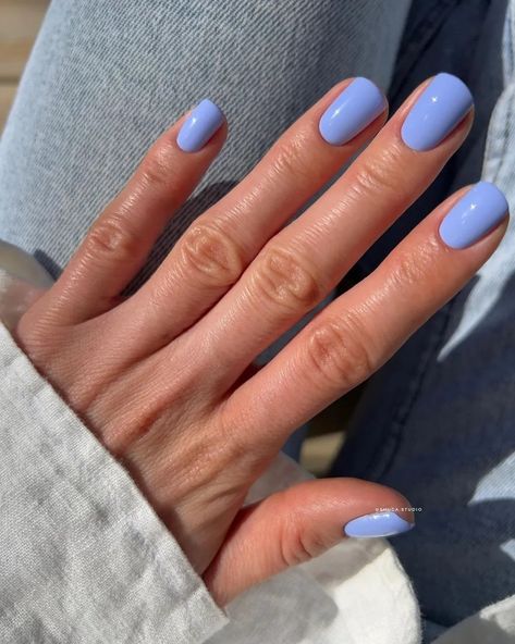 Periwinkle Nails, March Nail, Nails March, Nails Oval, Ombre Acrylic, Blue Gel Nails, March Nails, One Color Nails, Simple Gel Nails