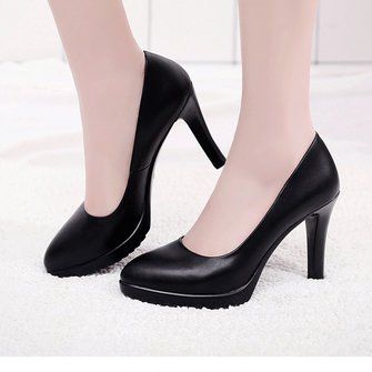 Stylewe Elegant Elegant Set For Women Black Paneled Outfits Black Work Shoes, High Heels For Prom, Heels Prom, Basic Heels, Elegant Heels, Womens Pumps, Leather Shoes Woman, Black High Heels, Black Pumps