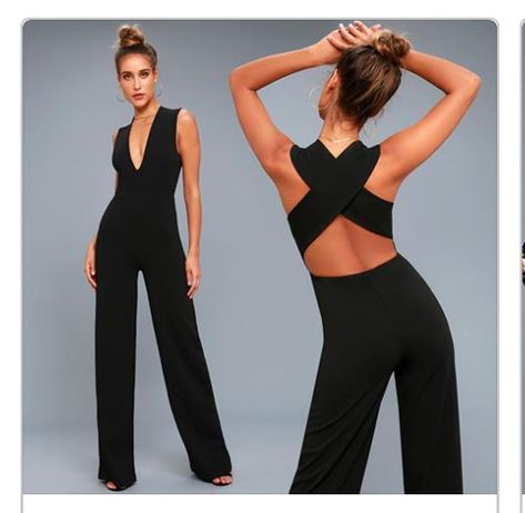 Ropa,moda,mujer,oxford,pantalon,mono,blusa,estilo,outfit,fashion,style Black Backless Jumpsuits, V Neck Jumpsuit, Backless Jumpsuit, Jumpsuit Elegant, Jumpsuit Fashion, Mode Inspiration, Wide Leg Jumpsuit, Night Outfits, Black Outfit