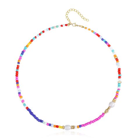 PRICES MAY VARY. 【Colorful Beaded Necklace Material】: This aesthetic boho necklace is made of high quality glass beads, hematite natural stone and freshwater pearls, the metal parts are made of stainless steel plated with 18K gold that will not fade and get rust. The materials are eco-friendly and able to wear for a long time. 【Beaded Necklace Design】: This boho multicolor beaded choker necklace is fully handmade, dainty gold necklace can be a layered necklaces for women, and also can be wear wi Colorful Beaded Necklace, Necklace Y2k, Aesthetic Boho, Beaded Necklace Designs, Beaded Necklace Diy, Buy Bead, Dainty Gold Necklace, Necklace Diy, Necklace Design