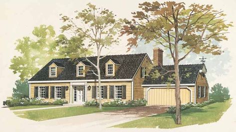 Cape+Cod+House+Plan+with+2032+Square+Feet+and+4+Bedrooms+from+Dream+Home+Source+|+House+Plan+Code+DHSW01817 Cape Cod House Plan, Colonial Floor Plans, House Plans Colonial, Cape Cod House Plans, Colonial Style House Plans, Huge Houses, Cape Cod Style House, Colonial House Plans, Cape Cod Style