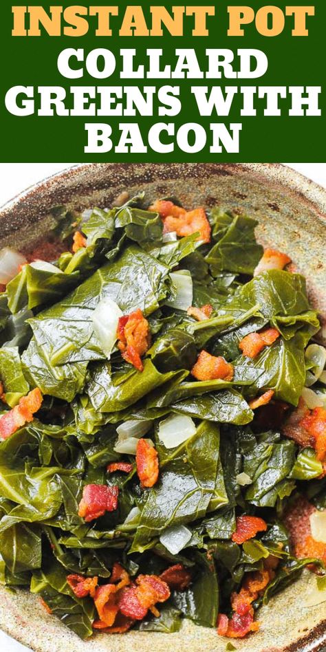 Crockpot Collard Greens, Greens With Bacon, Collard Greens With Bacon, Southern Collard Greens, Collard Greens Recipe, Turnip Greens, Collard Greens, Bacon Recipes, Greens Recipe