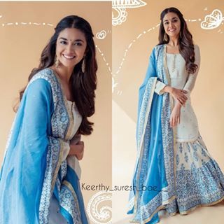 Printed Sharara Suit, Blue Sharara Suit, Cotton Sharara Suits, Fizzy Goblet, Cotton Sharara, Blue Sharara, Printed Sharara, Keerthy Suresh, Sharara Suit