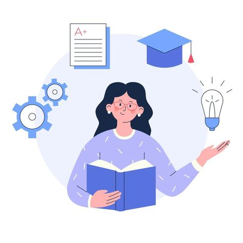 Teacher Vector Illustration, Case Study Graphic Design, Teacher Illustration Teaching, Tutoring Aesthetic, Online Learning Illustration, Online Education Illustration, Teaching Animation, Education Graphic Design, Learning Images