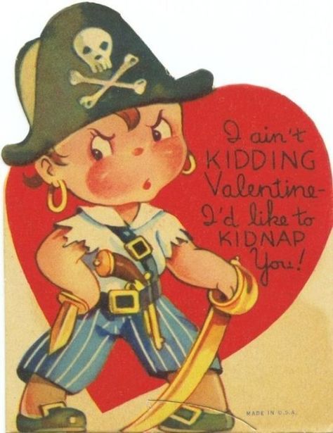 Valentines Cards Ideas, Childrens Valentines, Pirate Girl, Creepy Vintage, Valentine Images, Valentine Postcards, Vintage Valentine Cards, Valentines Greetings, Retro Valentines