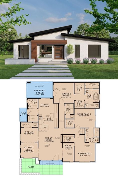 Home Office Floor Plan, Office Floor Plan, House Plans 3 Bedroom, Single Story Homes, Office Floor, Floor Layout, House Blueprints, Bedroom House Plans, Home Office Space