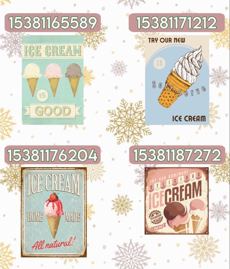 -15381165589 -15381171212 -15381176204 -15381187272 | Tiktok @starliaxox | Ice Cream Sign Bloxburg Code, Bloxburg Popcorn Decals Codes, Retro Dinner Decals Bloxburg, Ice Cream Bloxburg Codes, Ice Cream Decals Bloxburg Codes, Bloxburg Ice Cream Shop Decals Codes, Ice Cream Store Bloxburg, Bloxburg Smoothie Bar, Bloxburg Ice Cream Truck