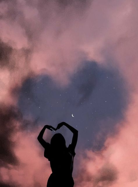 #loveyourself #heart #hearthandhand #sky #nightsky #stars #moon #aesthetic #aestheticedits #aestheticwallpaper Pink Moon Wallpaper, Bird Tattoo Neck, Girl Shadow, Sky Art Painting, Pretty Wallpapers Tumblr, Moon Aesthetic, Silhouette Painting, Shadow Photography, Shadow Photos