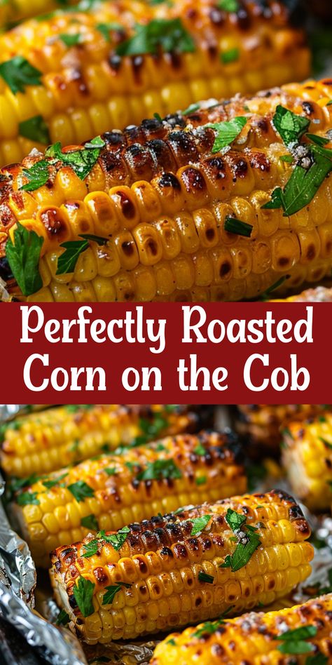 Learn how to make perfectly roasted corn on the cob. A must-try recipe! How To Roast Corn On The Cob In The Oven, Roasted Corn On Cob In Oven, Oven Roasted Corn On The Cob In Husk, How To Make Corn On The Cob In The Oven, Oven Cooked Corn On The Cobb, Roasting Corn On The Cob In The Oven, How To Season Corn On The Cob, How To Make Roasted Corn, Fire Roasted Corn On The Cob