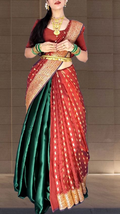 Half Saree Draping, Bridal Half Saree, Traditional Half Saree, Lehenga For Wedding, Saree Draping, Saree Style, Youtube Shorts, Half Saree, Saree Styles