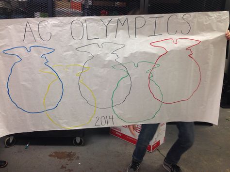 FFA Olympics/Ag Olympics poster! Emblem as the rings! Ag Olympics, Ffa Fundraiser, Ffa Advisor, Ffa Creed, Agriculture Education Classroom, Ffa Week, Agriculture Classroom, Olympics Poster, Ffa Ideas