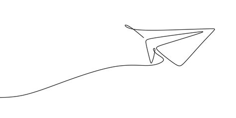 Paper plane drawing vector using continuous single one line art style isolated on white background. Paper Plane Drawing, Paper Airplane Drawing, Plane Drawing, Plane Tattoo, Airplane Drawing, Line Art Style, One Line Art, Drawing Vector, Continuous Line Drawing