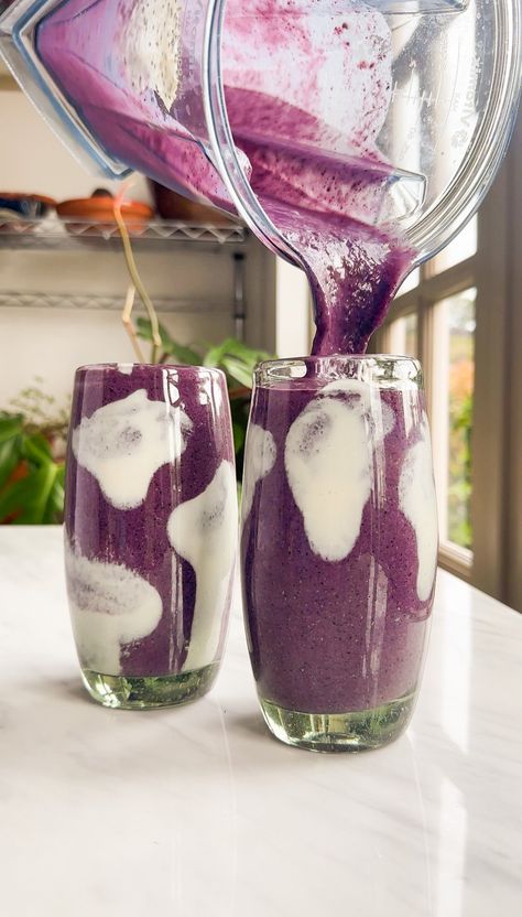 Blueberry Cloud Smoothie (Simple Staples Series) Cloud Smoothie, Dairy Free Recipes Healthy, Gut Brain Connection, Chef Bai, Natural Electrolytes, Smoothie Ideas, Blueberry Smoothie, Plant Based Recipes Easy, Gut Brain