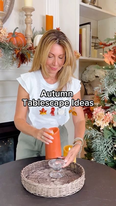 Janine Graff | Fall Floral Wine + Candle Centerpiece 🍷is an easy, an elegant way to add warmth and seasonal charm to your table or buffet for all of your... | Instagram Fall Buffet Table Decor, Decorating With Candles, Janine Graff, Buffet Tablescapes, Buffet Table Decor, Candle Centerpiece, Wine Candles, Holiday Candle, Tablescape Ideas