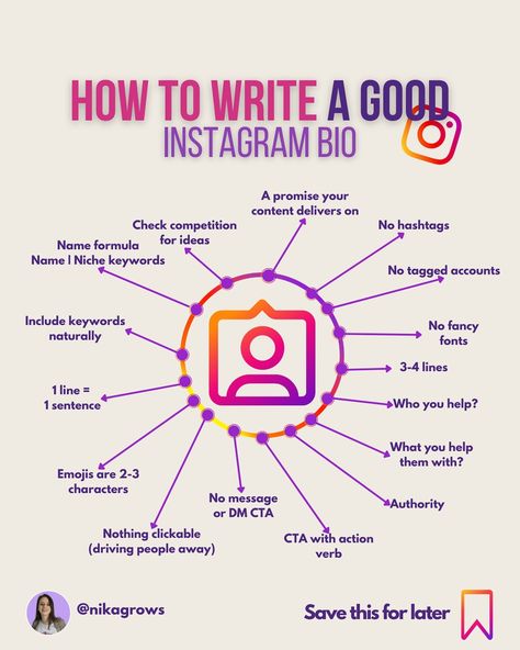 ✨Optimize your bio✨ A good Instagram bio is a business card. Use it wisely! 😉 Your bio should make a promise that your content delivers on. Don’t promise one thing in your bio, and then post something totally different. That’s not going to help you or anyone following/watching you 😉 If you get tonnes of profile visits, but none of them turn into followers, your IG bio is probably not good/interesting enough. Let’s change that! 🤩 Look at big accounts in your niche, look at big accounts in ... Good Instagram Bio, Name Profile, Ig Bio, Instagram Challenge, Insta Bio, Growth Marketing, Fancy Fonts, Instagram Strategy, Instagram Bio