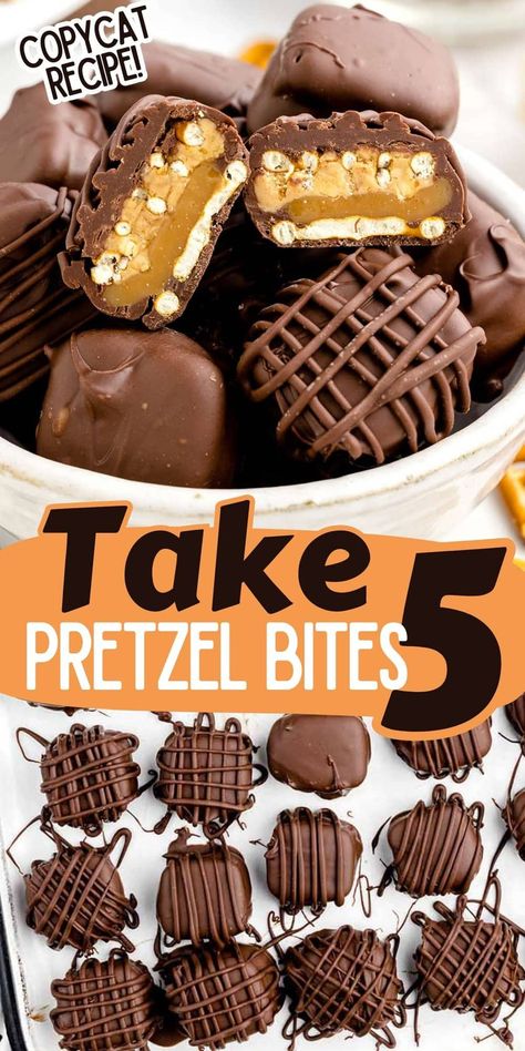 Easy Sweet Bites, Take 5 Dessert, Homemade Take 5 Candy Bars, Diy Take 5 Candy Bar, Take 5 Bars Recipes, Take 5 Recipe, Dark Chocolate Candy Bar, Heath Bar Candy Recipe, Nutrageous Candy Bar Recipe