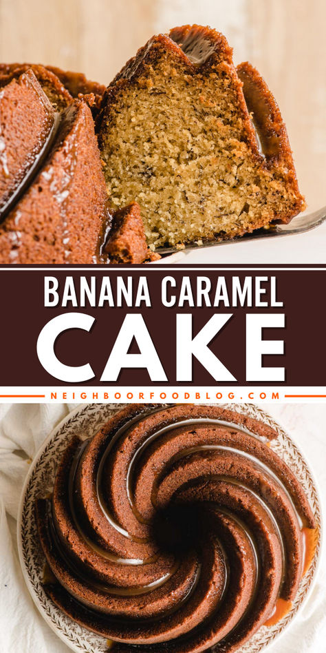 This Banana Caramel Cake is a delicious homemade treat for Mother's Day! This banana bundt cake is easy to make, looks stunning, and is drizzled with salted caramel sauce. Pin this Mother's Day dessert recipe! Mothers Day Bundt Cake, Caramel Bundt Cake, Banana Caramel Cake, Caramel Monkey Bread, Mother's Day Dessert, Restaurant Desserts, Banana Bundt Cake, Banana Bundt, Banana Caramel