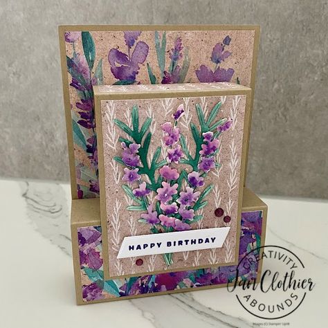 Thinking Stamping: Painted Lavender for Creativity Abounds Lavender Bundle, Painted Lavender, Cards Tutorial, Folding Cards, Card Folds, Fun Folds, Blending Brush, Card Techniques, I'm Busy