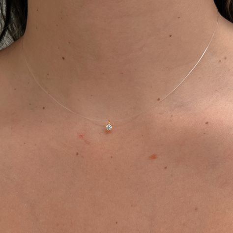 Invisible Necklace, Illusion Necklace, Floating Diamond Necklace, Meaningful Necklace, Radiate Positivity, Floating Necklace, Solitaire Necklace, Minimalist Gifts, Solitaire Necklaces