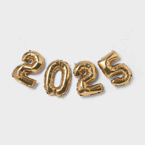 2025 Balloon Decorations, Nye Balloon Arch, New Years Aesthetic 2025, New Year’s Party Home Decor, New Year’s Eve Balloons, Nye Balloon Garland, Its Your Year, 2025 Graphic Design, 2025 New Years