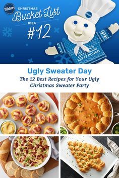 Ugly Sweater Party Food, Christmas Party Snacks, Pillsbury Doughboy, Pillsbury Recipes, Best Party Food, Christmas Foods, Crescent Roll Recipes, Christmas Sweater Party, Appetizer Bites