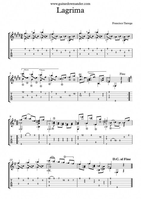 "Lagrima" by Francisco Tarrega - Free classical guitar sheet music. #guitarlessons Flamenco Guitar Lessons, Classical Guitar Sheet Music, Guitar Lessons Fingerpicking, Guitar Tablature, Basic Guitar Lessons, Guitar Tabs Songs, Music Tabs, Guitar Lessons For Beginners, Guitar Practice