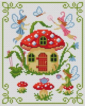 Gallery.ru / 193 - 1 - Olsha Fairies Mushroom, Cross Stitch Fairy, Cross Stitch House, Tapestry Crochet Patterns, Pola Kristik, Mushroom House, Mini Cross Stitch, Cross Stitch Patterns Free, Tapestry Crochet