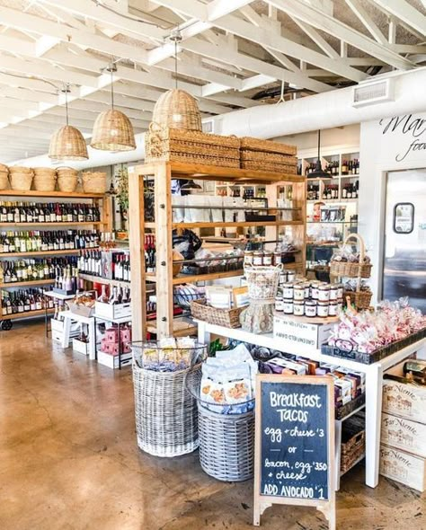 Boutique Grocery Store Design, Lady And Larder Shop, Specialty Grocery Store, Gourmet Market Design, Local Grocery Store Design, Rustic Grocery Store, Market Shelving, Gourmet Grocery Store, Gourmet Market