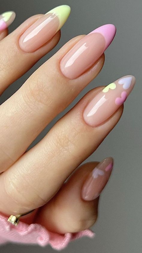 24 Pastel French Nail Ideas to Spring Your Mani Forward Pastel French Nails, Simple Fall Nails Autumn, Pastel French Tip, French Nail Ideas, Neutral Nails Acrylic, Spring Nail Polish Colors, Pastel Nail Art, Spring Nail Polish, Trendy Shades